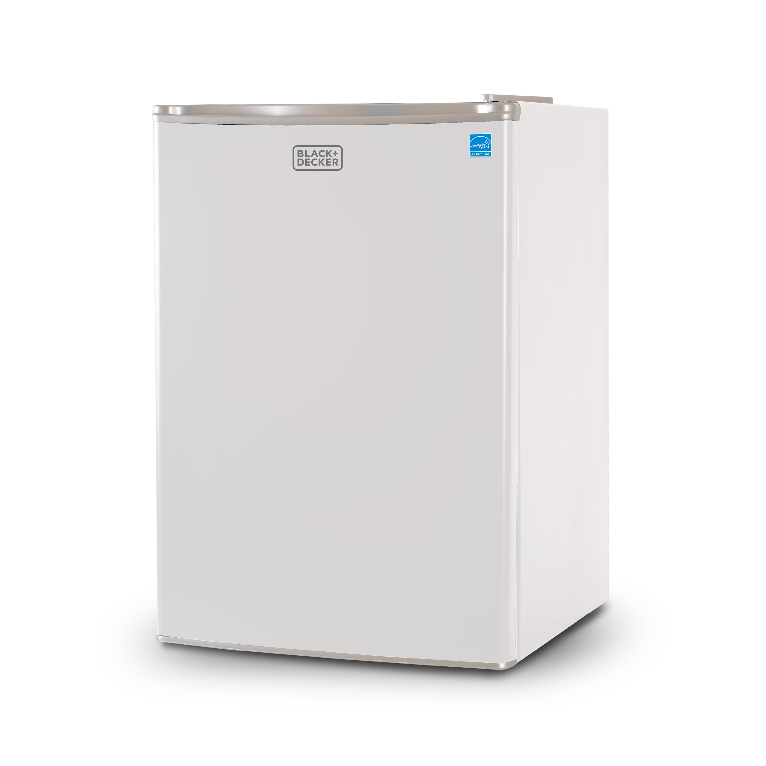 BLACK+DECKER 2.5 Cu. Ft. Compact Refrigerator, ENERGY STAR Certified, Single Door Mini Fridge with Chiller Compartment, Personal Fridge for Home or Dorm Room, R600a Refrigerant, BCRK25W, White