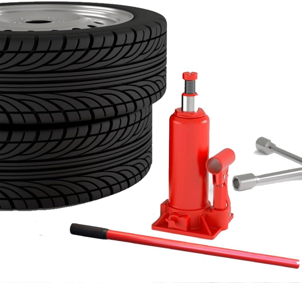 Vertical Hydraulic Bottle Jack for Car - Red, 5t-10t