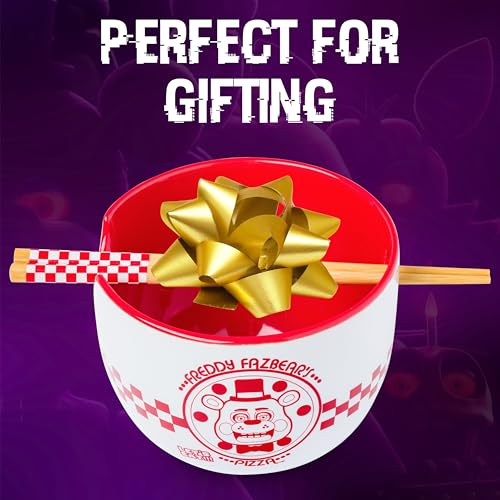 Silver Buffalo Five Nights at Freddy's Freddy Fazbear Pizza Box Ceramic Ramen Noodle Rice Bowl with Chopsticks and Spoon, Microwave Safe, 20 Ounces - Image 7