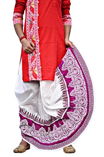 Image of Men's Ready to Wear Pant System Printed MAYUR PUCHHA Dhoti for Marriage, Pooja, Festival etc.(GC010)