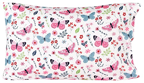 Scientific Sleep Butterfly Pink Flower 100% Cotton Cozy Fun Twin Bed Sheet Set, Flat Sheet & Fitted Sheet & Pillowcase Boys Girls Bedding Set #TOP3