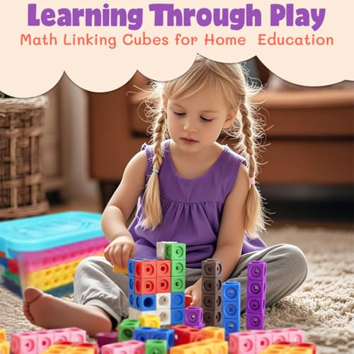 QUYSK 300 Pcs Linking Cubes for Math with Storage Boxes, Kids Counting Blocks for Math STEM Connecting Cubes Math Manipulatives Classroom Learning Supplies for Preschool and Elementary Aged Kids - Image 5