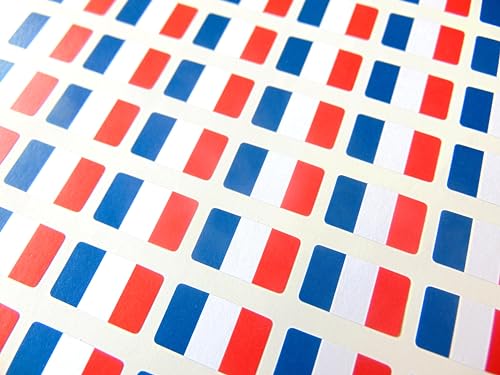 Confezione Da 64 Mini Etichette Adesive Con Bandiera Della Francia, 20 X 12 Mm