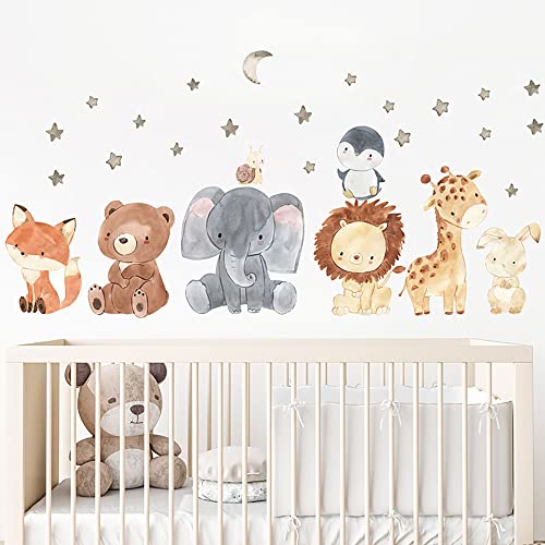 Yotdmk Wall Decals For Baby Room Decoration Cartoon Animal Fox Lion Elephant Giraffe Wallpaper Kids Room Bedroom Wall Stickers Kindergarten Nursery Playroom Wall Decor Stickers Pvc Murals #TOP4