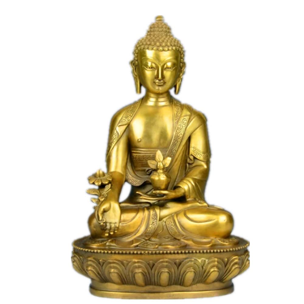 Decoración Familiar Buda Estatua Temple Buddhist Bless Bless Familia Protección Protección Riqueza Eficacia Protección Farmacéutico Buda La Medicina Buda Estatua (Color : Gold)