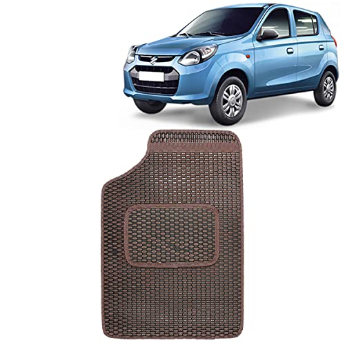 Image of Kingsway Dotted Design Car Floor Foot Mats Universal Fit for Maruti Suzuki Alto 800, Model Year : 2012 Onwards, Water and Dustproof, Color Brown, Set of 5 Pieces