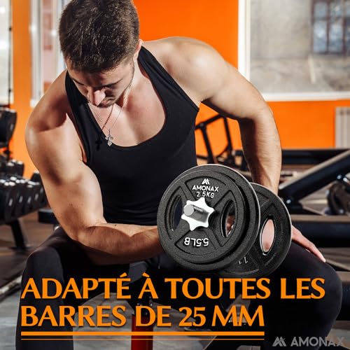 Fonte Disque De Musculation, Plaques De Poids De 2,5kg, 5kg, 10kg Poids Musculation Pour 25mm & 50mm Barres Olympiques, Disques D'haltère Pour Haltérophilie Et Hip Thrust Chez Vous – Image 4