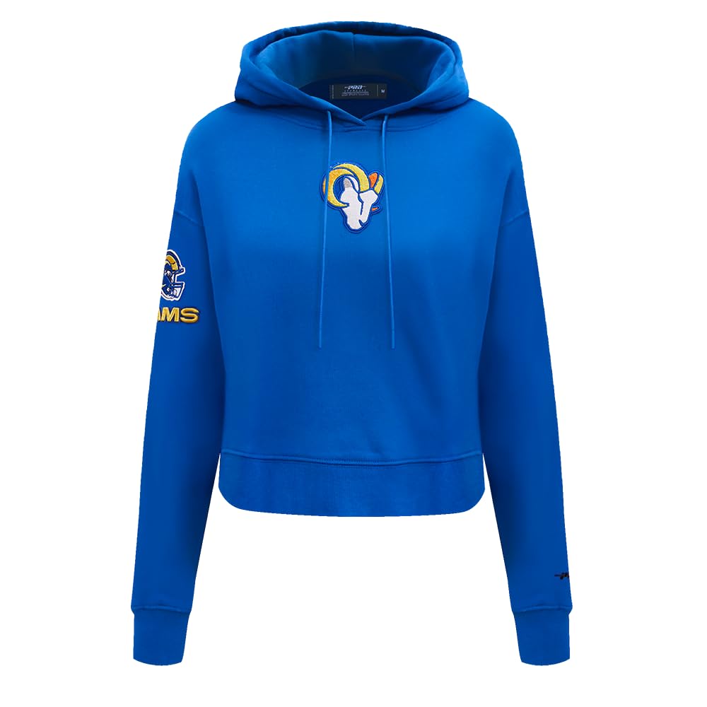 Pro Standard Womens NFL Los Angeles Rams Classic Chenille Cropped Kapuzensweatshirt Royalblau Blau M