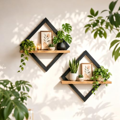 YiYa Étagères en Bois pour la Décoration Murale Beige Étagère Murale Bohème