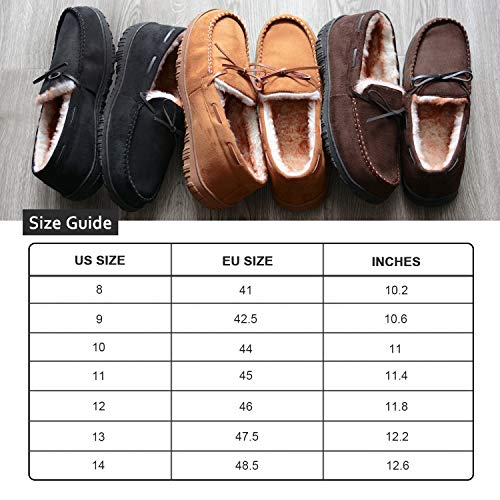 LA PLAGE Moccasin Slippers for Men Plush Lining Moccasin Microsuede Casual Shoes Thick Bottom 10 US Brown - Thumbnail 6