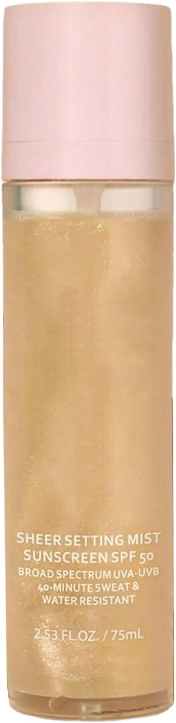Face Setting Spray, SPF 50 Mist, Long-Lasting Setting Spray with All-Day Hold, Fast Drying Makeup Fixing Mist with Even Coverage, Cosmetic Gear, Ideal Use for Daughter Mom Wife Daily Makeup Routines