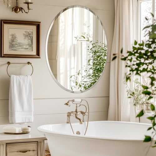 Large Frameless Round Mirrors 80 x 80cm, Beveled Edge Wall Mirrors HD Anti-Distortion Glass with Non-Distorted High Reflectivity Mirror for Bathroom Sink ,Pre-Drilled Hole Bedroom Vanity Mirror - Image 7