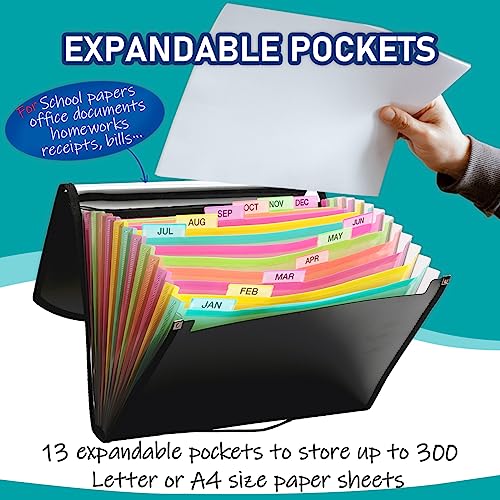 H4D Accordian File Accordion Folders 13 Pockets, Expanding Paper Filing File Folders Organizer, Expandable Binder Document Organizer File Folder With Dividers Tabs, Letter Size #TOP2
