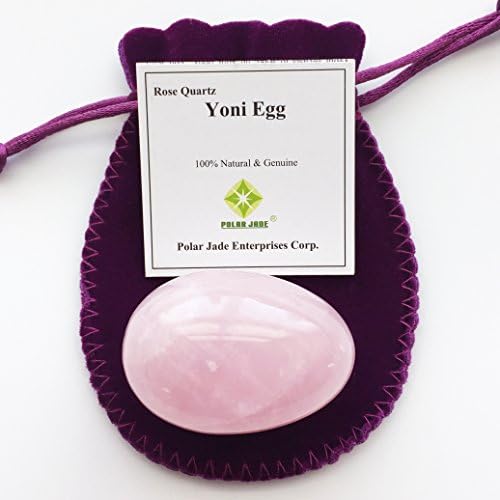 Yoni Egg of Rose Quartz, Drilled, Large, with Certificate and Instructions, Pink Stone, for Users to Strengthen Pelvic Floor Muscles and Counter Stress Urinary Incontinence by Polar Jade