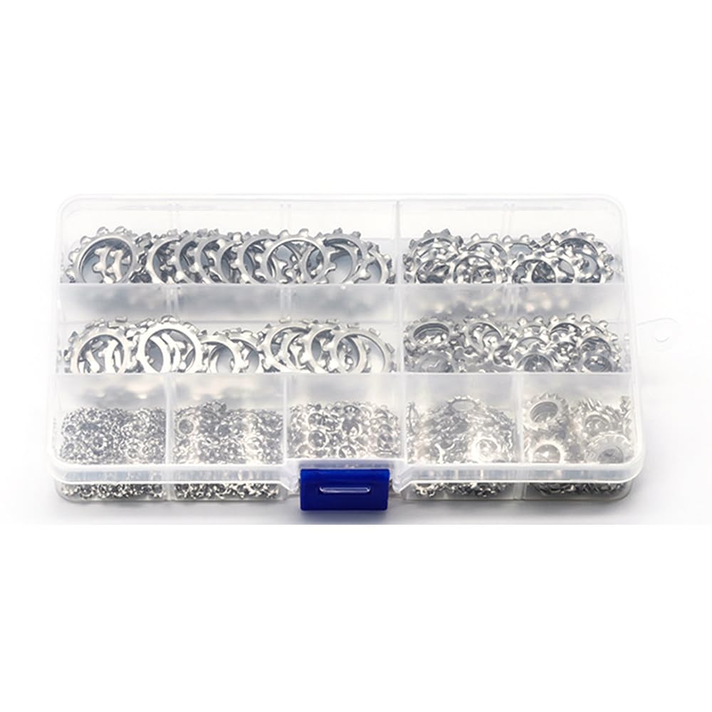 Generic 410Pcs/Set External Tooth Lock Washer Assortment Kit M3 M4 M5 M6 M8 M10 M12 M14 M16 Star Lock Washer - (As Show)