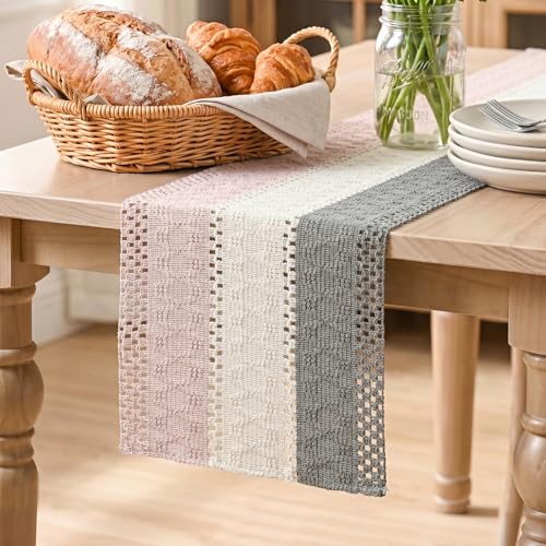 Artoid Mode Grey Beige Pink Table Runner