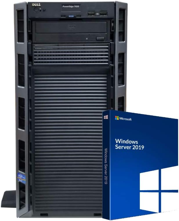 Dell PowerEdge T420 Tower Server with Operating System, 2 x 10 Core Intel Xeon 2.4GHz CPUs, 256GB RAM, 8TB SSDs, RAID (Renewed)