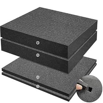 LAFENLIN Pick & Pluck Foam 4-Pack for Gun Cases, 16x12x2" & 0.4" Sheets