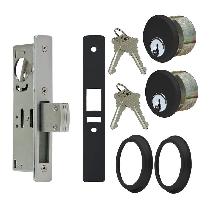 Summit Doorware Storefront Door Mortise Deadlock Bolt & Double Keyed Cylinder Kit in Duronotic Finish - High Grade Adams Rite Style Lock - Maxium Security Replacement for MS1850S Series Locks