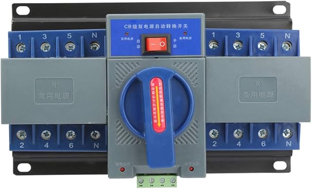 Dual Power Automatic Transfer Switch AC 400V 4P 63A CB Automatic Changeover Toggle Switch Double Transfer Switch for Municipal Electricity, UPS, Inverter, Solar