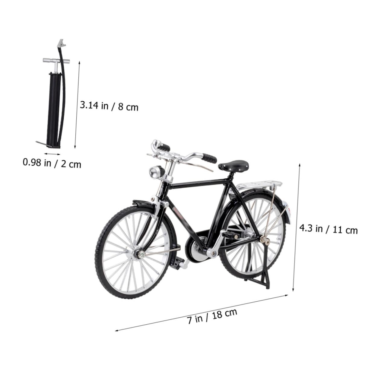PRETYZOOM Small Figurine Metal Bike Sculpture 1 Set Vintage Style Bike Model Pump Unique Decoration for Space