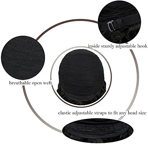 Kalyss Blunt Bob Short Hair Wigs For Women Heat Resistant Yaki Synthetic Hair Brown Highlights Women?S Wig With Hair Bangs (Brown) #TOP2