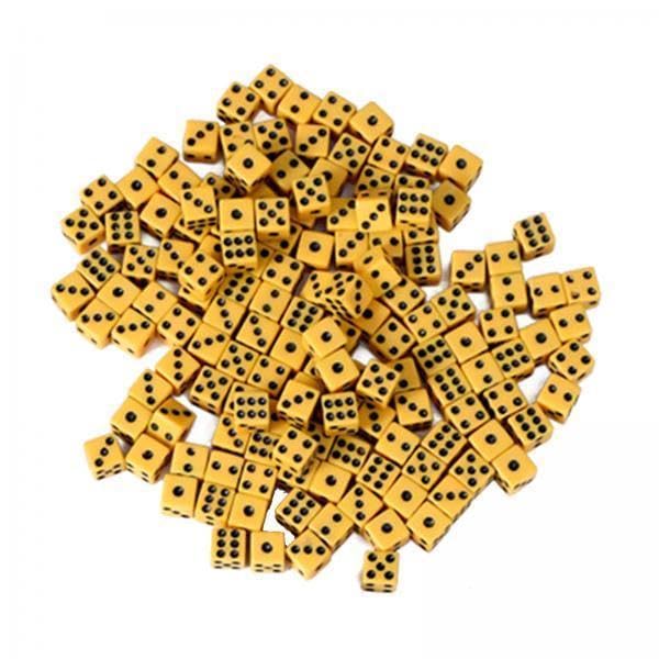 Toy 2x100x Gaming Dice with Black Spot Standard Six Sided for Classroom Yellow Contemporary Manufacture-image-2