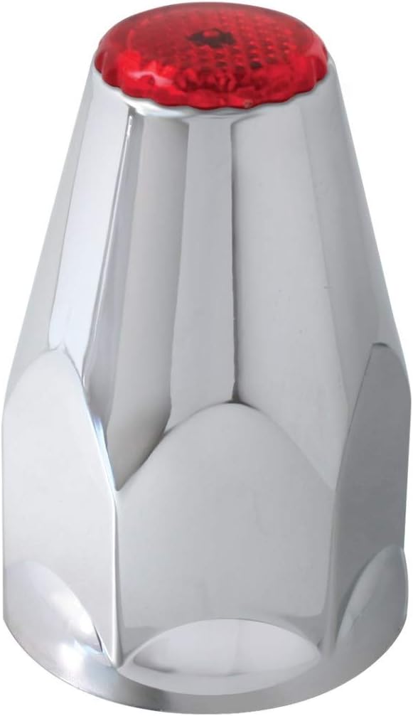 GG Grand General 10324SP Screw-in Chrome Plastic Nut Cover w/Red Reflector, Set of 10