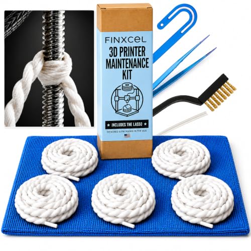 FinXCEL 3D Printer Maintenance Kit with Nozzle Brush, Microfiber Floss, Tweezers, Cold Pull Filament, and Lasso Lead Scr