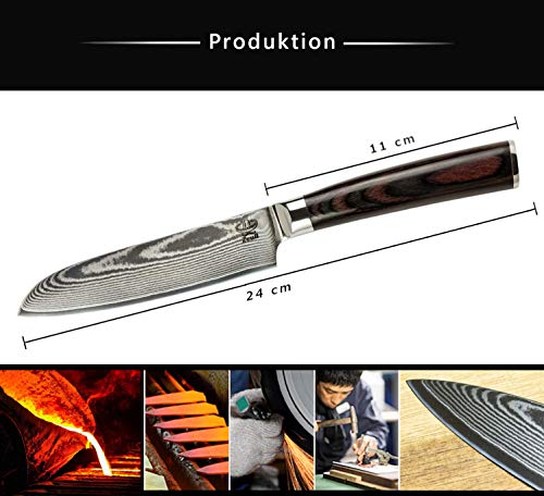 Damastmesser Zeuß Santoku Messer L (24 cm) Profi-Kochmesser