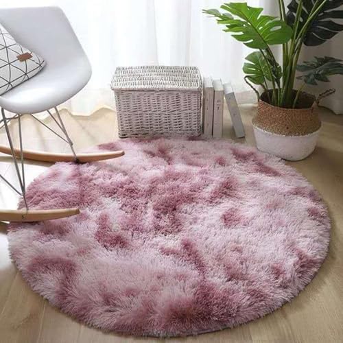 VUQSW 洗える ラグ 円形 シャギーラグ ホワイト カーペット 丸 ホットカーペットカバー 絨毯 洗濯可 スタイル6 マイクロファイバー 円型 滑り止めウォッシャブル グレー ピンク 80 1年中使えるタイプ 夏 冷房対応 床暖房対応