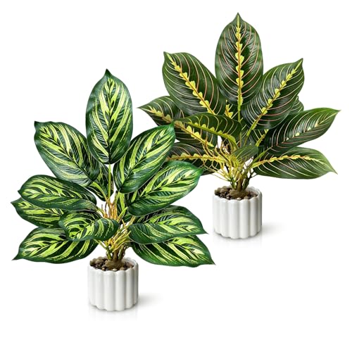 2 Piezas Plantas Artificiales Decorativas, Plantas Artificiales Decorativas Pequeñas, Plantas Artificiales Realistas, para Decoracion Hogar, Cocina, Baño, Home, Casa, Plantas de Plastico Interior