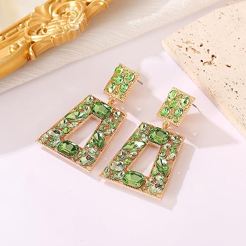 Elegant Rhinestone Rectangle Dangle Earrings Trendy Geometric Drop Statement Earrings Hypoallergenic for Women4