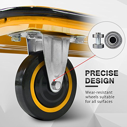 Push Cart Dolly By Wellmax, Moving Platform Hand Truck, Foldable For Easy Storage And 360 Degree Swivel Wheels With 660Lb Weight Capacity, Yellow Color #TOP2
