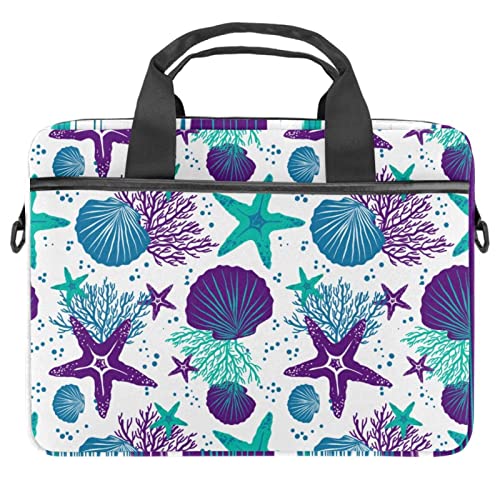 Sacoche à bandoulière pour ordinateur 13 à 14.5 pouces motif étoiles de mer violet