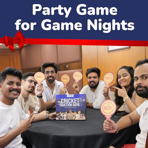Image of Cricket Auction Game | Cricket Card & Family Board Game | Strategic Bidding for Kids & Adults | Screen Free Games for Kids | Sports Themed | 2-5 Players (Ages 14+)