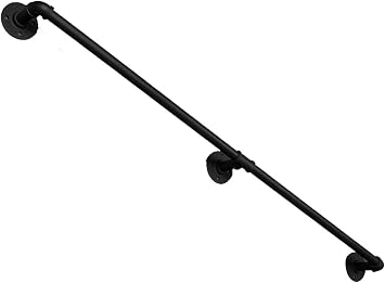 Stair Handrail Industrial Loft Pipe Style Indoor Stair Railing Wrought Iron Railing Support Handrails for Stairs Grab Bars Industrial Bar Foot Rail Bold 5FT