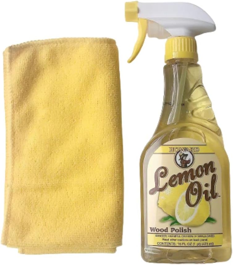 Howard Lemon Oil Wood Polish 16 Fl Oz, Bundled with Microfiber Cloth Health
