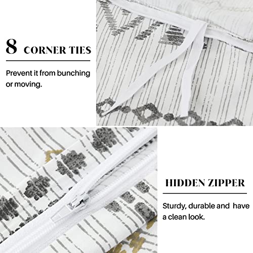 Cozydh Boho Duvet Cover Queen Size - 100% Cotton 400Tc Aztec Duvet Cover Set, Summer Lightweight Bohemian Geometric Pattern 3Pcs Bedding Set With Zipper Closure 8 Ties (Queen, 90 X 90, No Comforter) #TOP4
