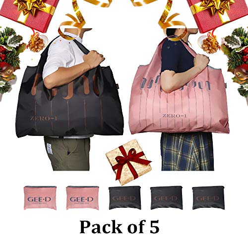GEE·D Foldable Reusable Shopping Bags Reusable Grocery Bags Extra Large Washable Reusable Nylon