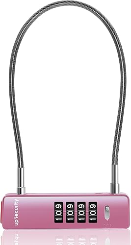 Candado combinado de cable, candados de combinación de 4 dígitos para exteriores, puerta de cerca, maleta de viaje, cerradura en U de cable delgado