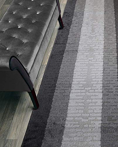 ORFA HOME Custom Length Hallway Runner Rug,Slip Resistant,Abstract Anthracite, 26