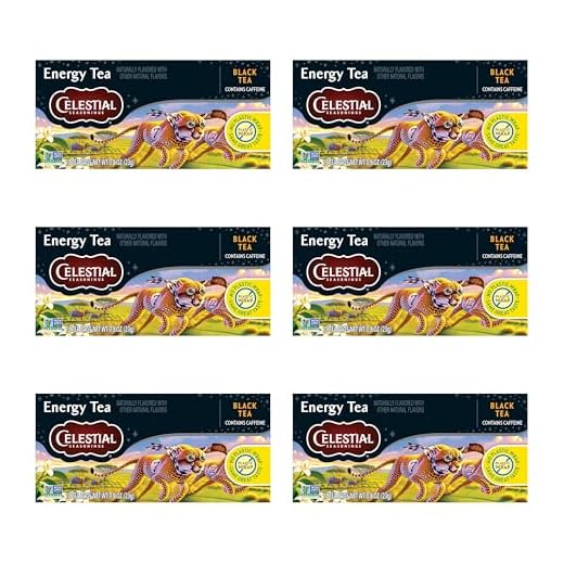 Celestial Seasonings Energy Black Tea, Caffeinated, 12 Tea Bags Box, (Pack of 6)