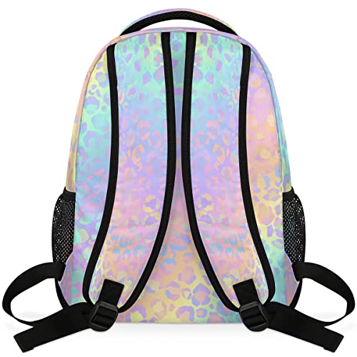 Rainbow Leopard Laptop Computer Backpacks Waterproof College School Bookbag Casual Travel Hiking Camping Daypack For Women Men #TOP5