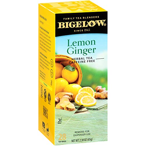 Bigelow Lemon Ginger Herbal Tea Bags 28-Count Box (Pack Of 1) Lemon Ginger Tea Bags Herbal Tea All Natural Gluten Free #TOP1