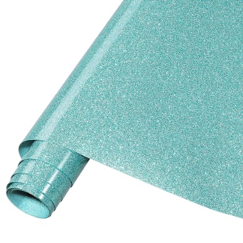 Tintnut Mermaid Blue Glitter HTV Vinyl Roll - 12x5ft Shiny Glitter Iron On Vinyl for T-Shirts, Compatible with Cricut or Silhouette Cameo