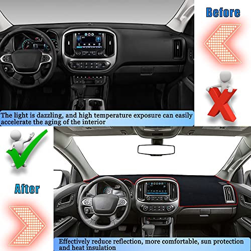 Yofamo Dashboard Cover Dash Cover Mat Pad Carpet Custom Fit For Chevrolet/Chevy Colorado 2015 2016 2017 2018 2019 2020 Accessories Anti-Skid Center Console Protector Cover Mat(Red Edge) #TOP3