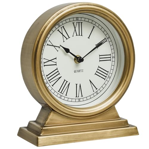 EMAX HOME Gold Mantle Clock – Vintage Style Table Clock for Living Room Décor,Vintage Style Table Clock,Decorative Battery Operated Table Top Clock