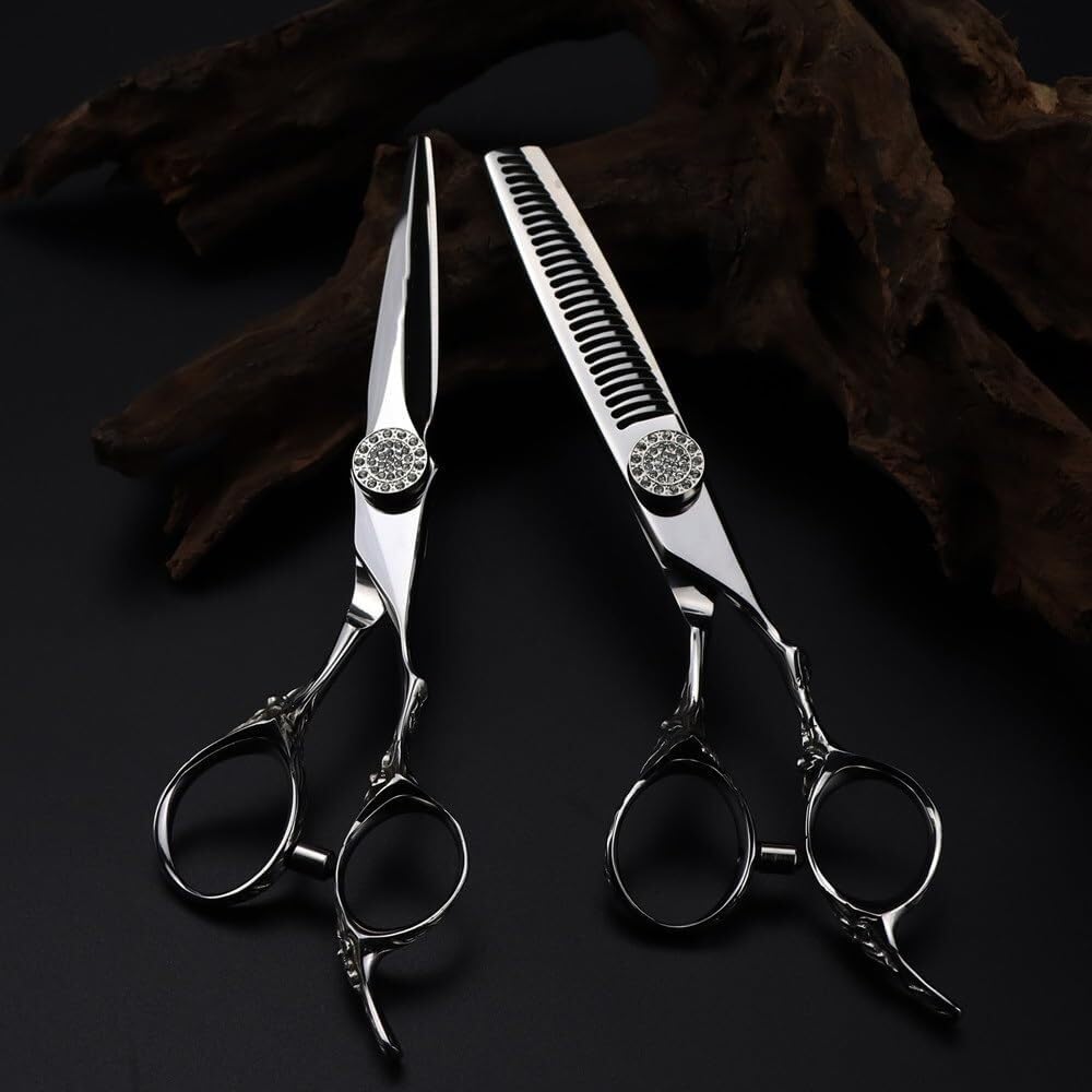 Set di Forbici Professionali da 6 Pollici per Il Taglio dei Capelli - Forbici da Barbiere in Acciaio Inossidabile 440C per Parrucchieri di Precisione E Sfoltimento