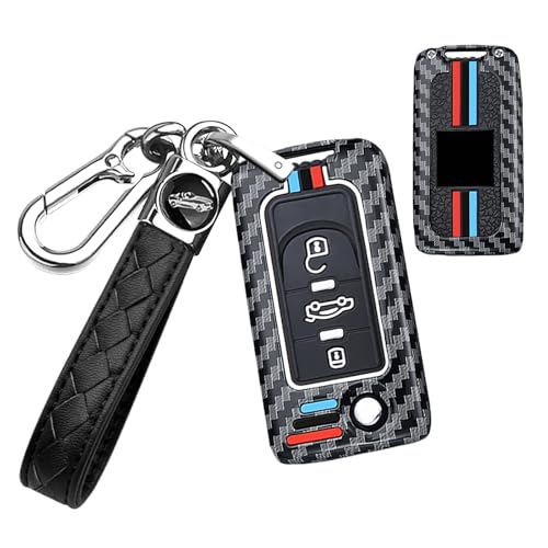 Coque de clé pour Peugeot et Citroën en métal et silicone tressé à 3 boutons